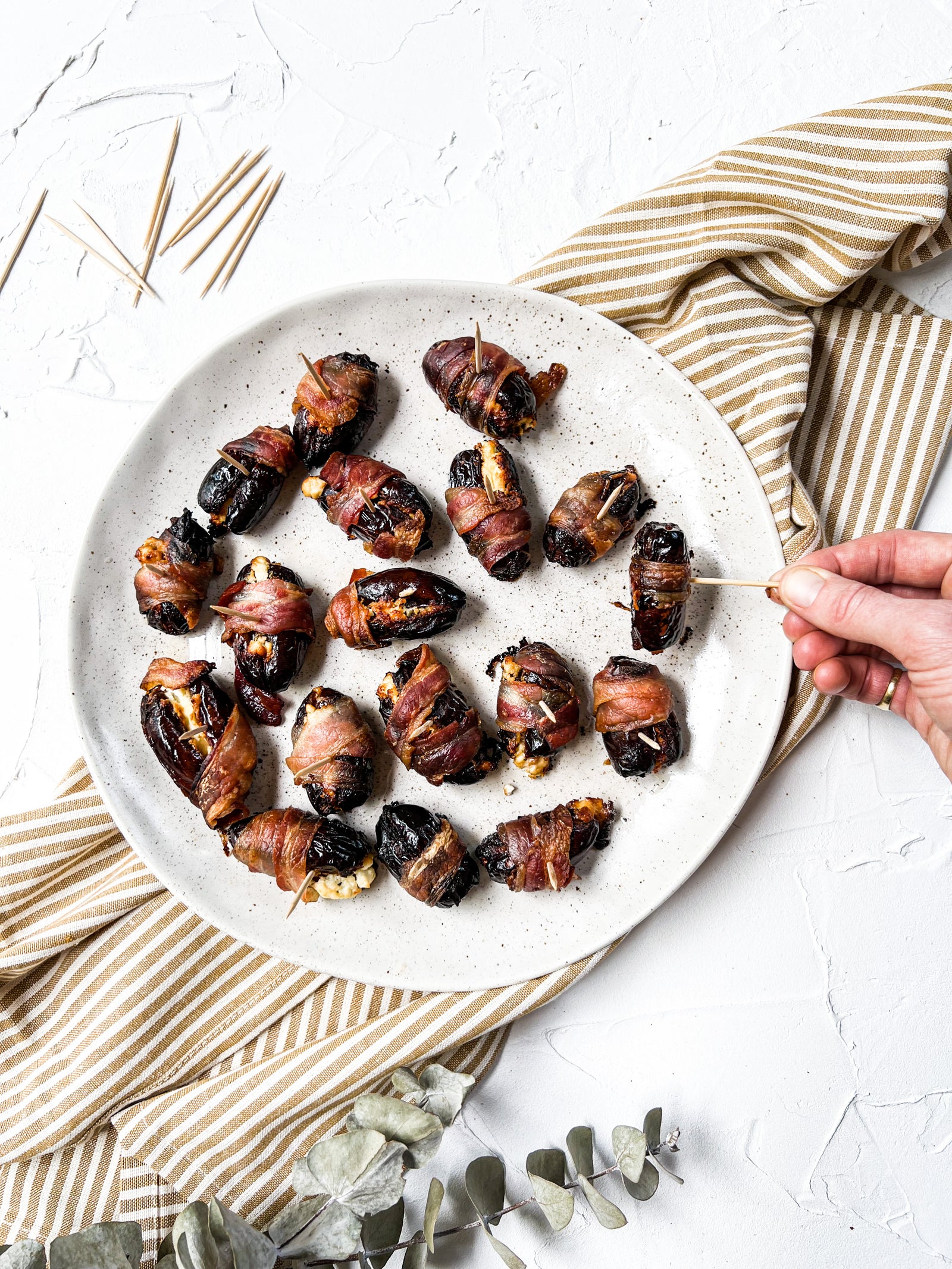 Christmas streaky bacon & Goats cheese stuffed Medjool date bites